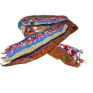 NEW! Art Studio Company Patchwork Scarf  Ruffle Fringe Boho Hippie Artsy Pop